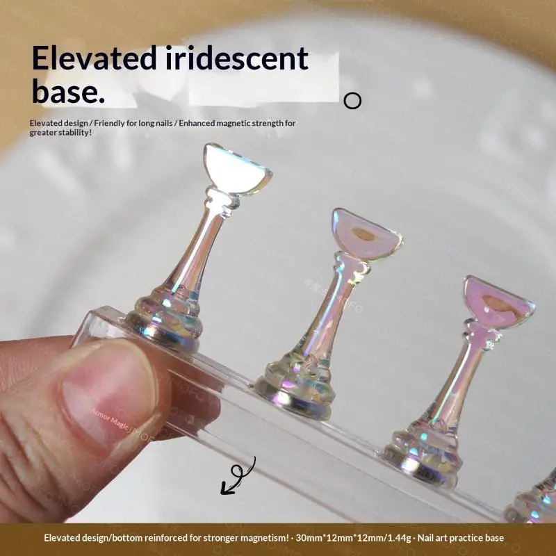 5개 자석 네일아트 연습용 체스 모양 아크릴 트레이닝 네일 팁 폴리쉬 디스플레이 스탠드 살롱 도구 키트