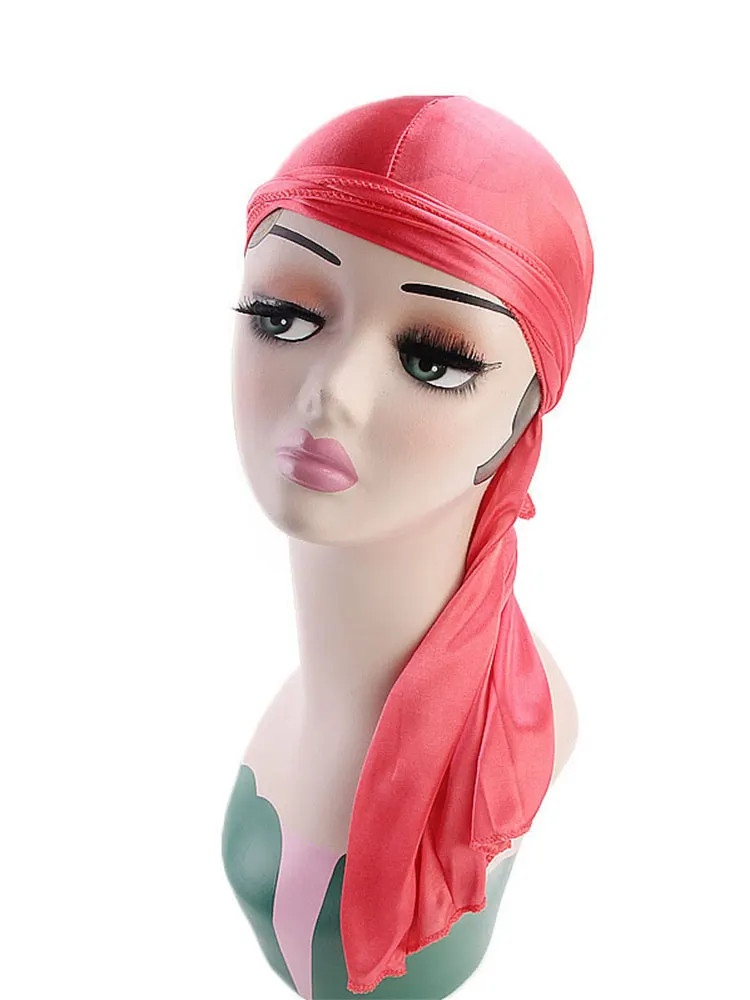 

Simulation Silky Durag Long Tail Pirate Hat Headband Turban for Children Kid Ribbon Elasticity Baotou Cap Hair Bands Accessories