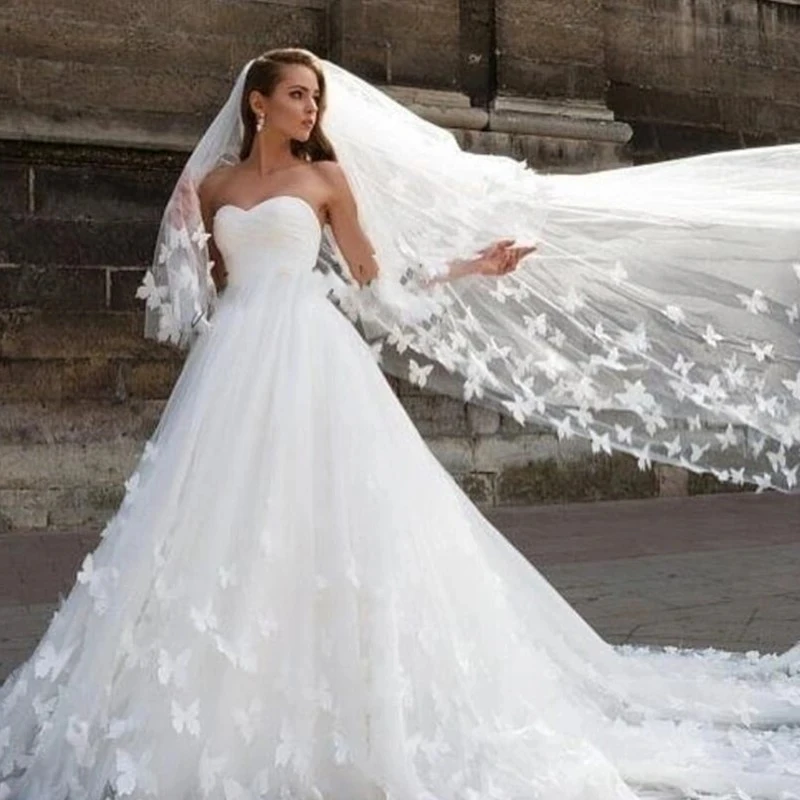 Butterfly Wedding Veil  Ivory Veil Cathedral Length