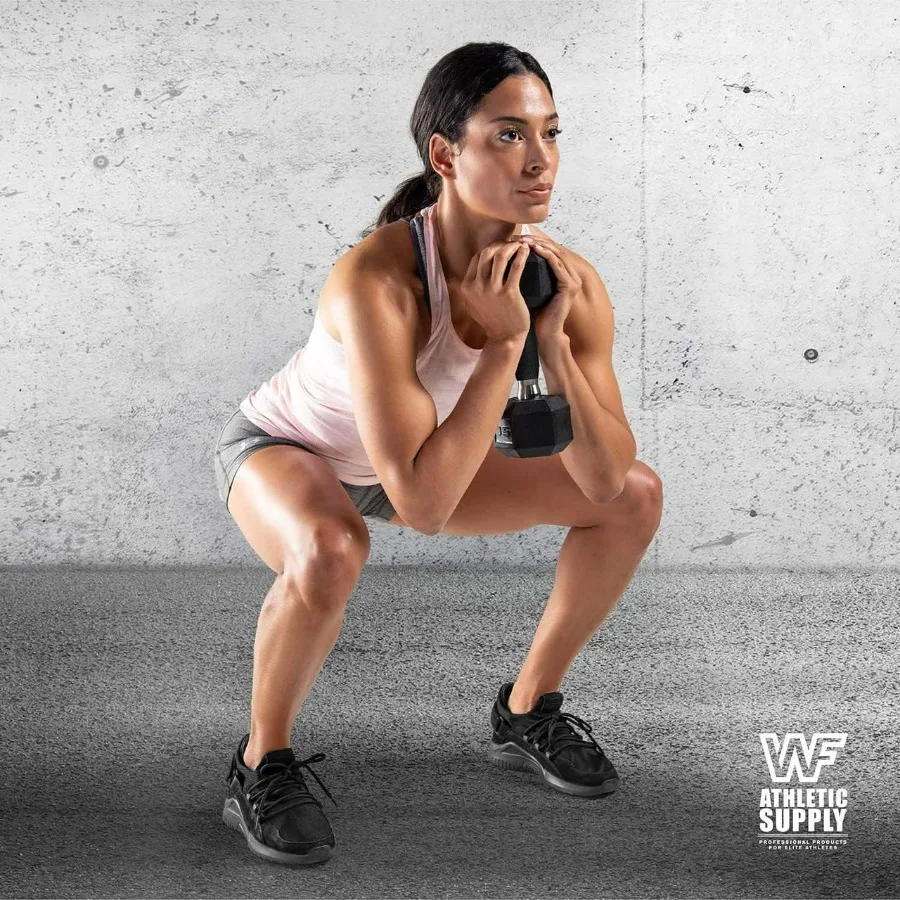 Rubber Encased Hex Dumbbells with Rubber Grip Contoured Handle for Muscle Toning, Strength Building & Full Body Workout