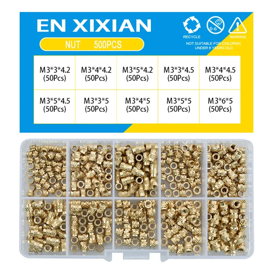 M2 M2.5 M3 M4 M5 M6 Brass Heat Set Insert Nut Hot Melt Knurled Threaded Inserts for 3d Print Embedment Copper Nut Assortment Kit image 18