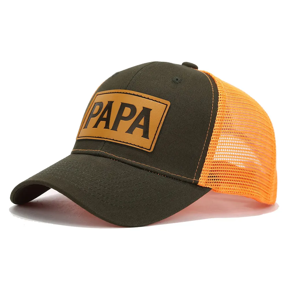 PAPA Letter Leather Patch Baseball Caps Adjustable Snapback Breathable Trucker Hat Casual Outdoor Sport Cap Lightweight Sun Hats 5