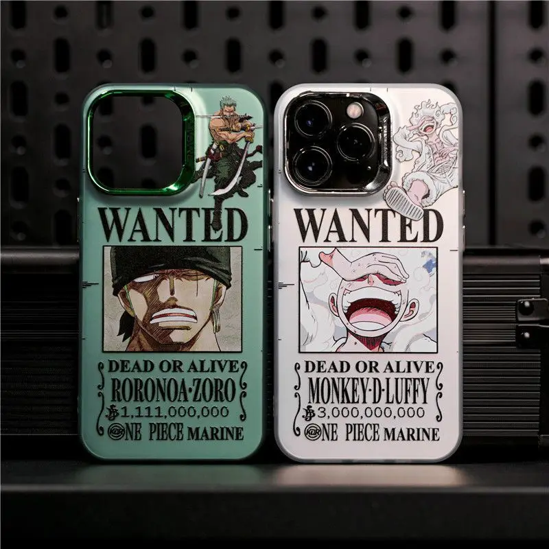 Luffy Gear 5 Nika Roronoa Cartoon Phone Case For iPhone 15 14 13 12 11 Pro Max Plating Bumper Shockproof Anime Piece Zoro Cover
