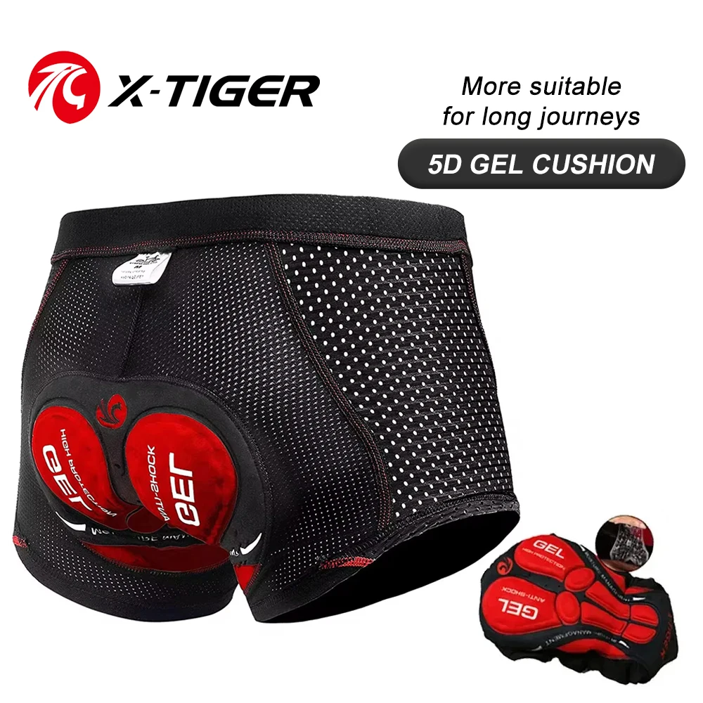 Short Cyclisme Homme X-Tiger 5D Gel Rembourré Noir M VTT Vélo