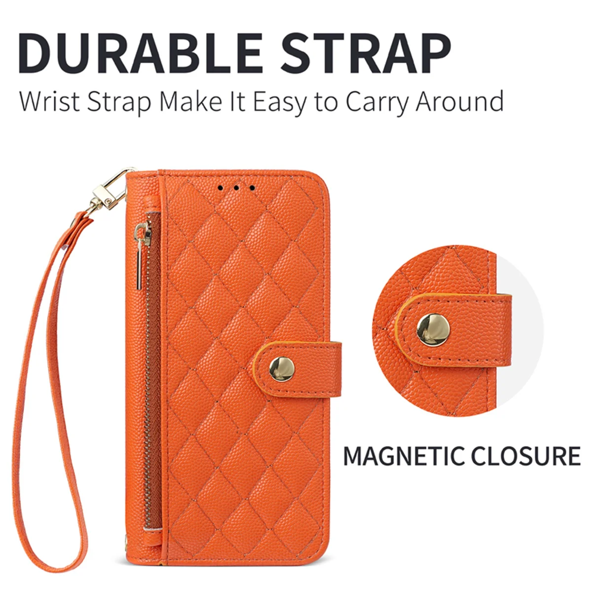 Leather Crossbody Wallet with Card Holder and Lanyard - Protective Phone Case and Cover