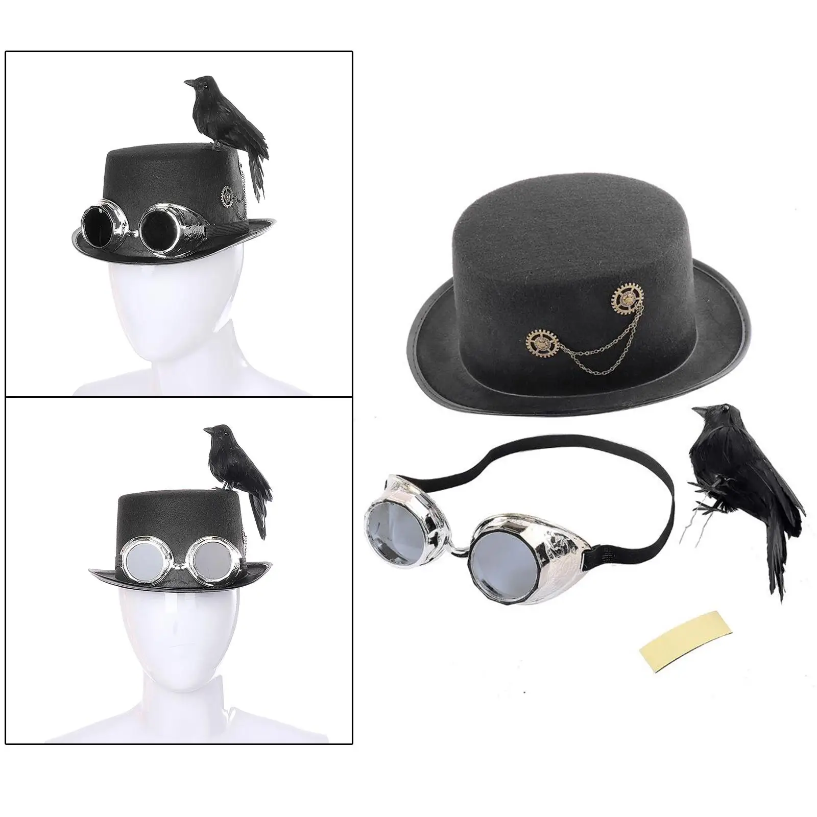 SOMBRERO PIRATA STEAMPUNK NEGRO HOMBRE ADULTO