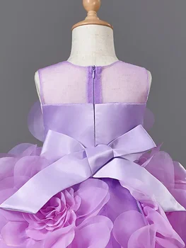 Girls Princess Dress Luxury Elegant Lilac Sleeveless Party Evening Dresses Kids Wedding Birthday Ball Gown For Girl Children 6