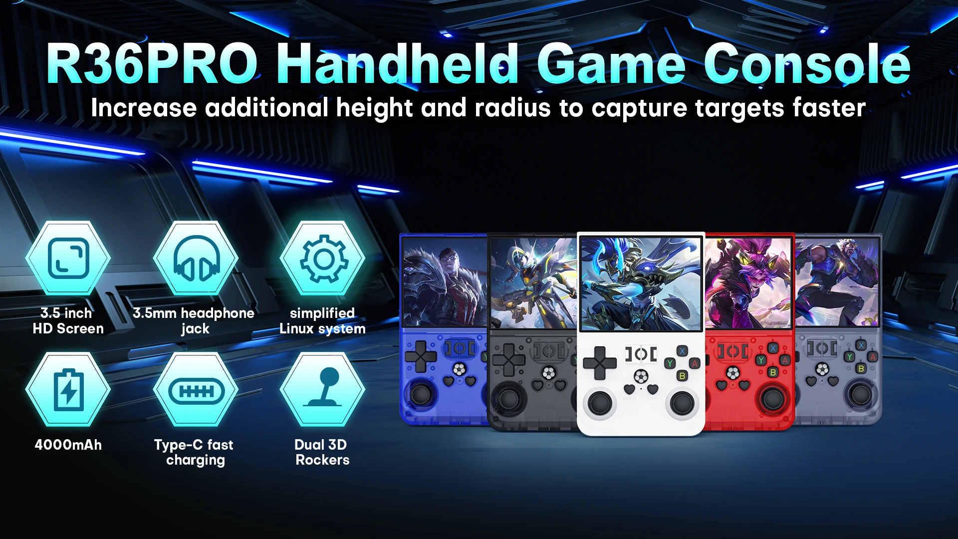 R36PRO Retro Handheld Game Console 64/128G Open Source 3.5 Inch IPS Screen Linux System Portable Pocket Video Player_voghion.com