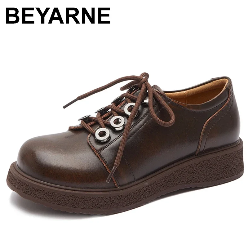 

Туфли из натуральной кожи на толстой подошве в стиле ретро