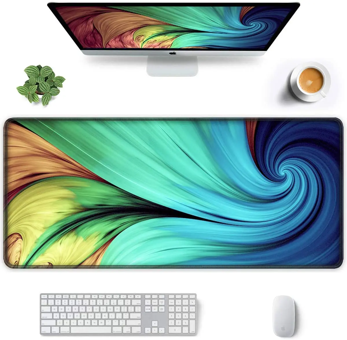 

Peacock Feather Large Mouse Pad Full Desk XXL Extended Gaming Mouse Pad 35.4X15.7 Waterproof Desk Mat w/ Stitched Edge Non-Slip