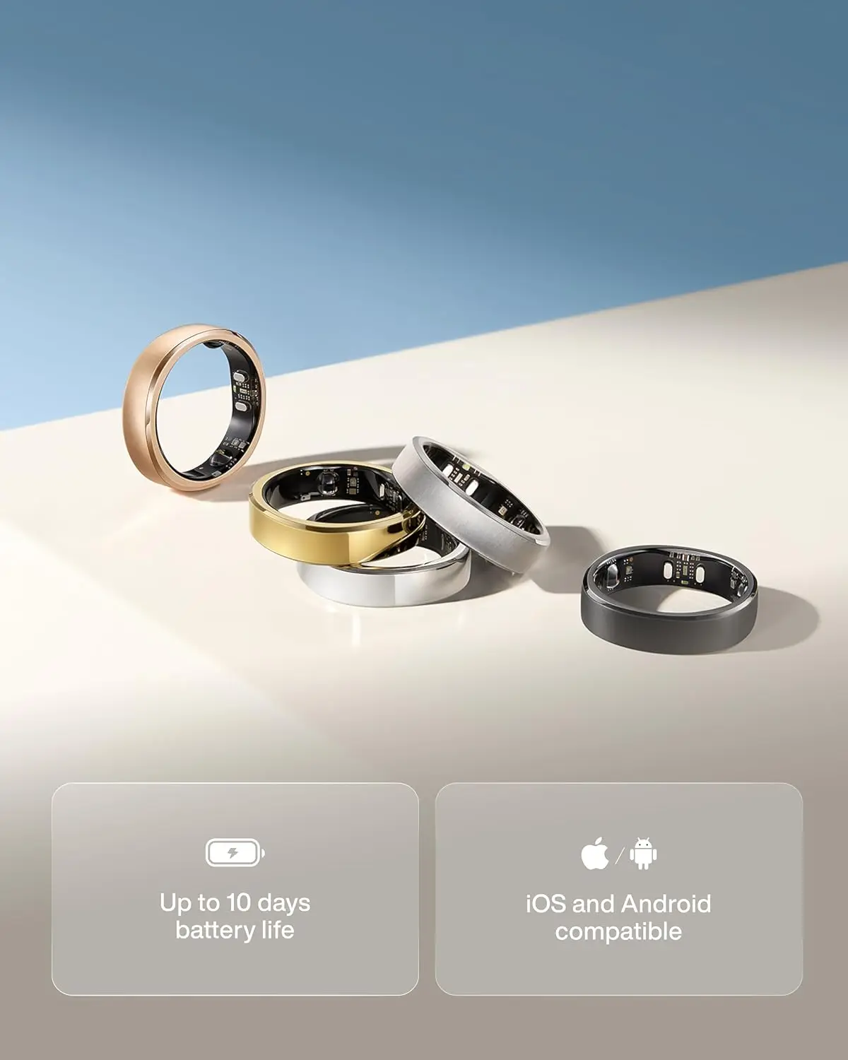 RingConn Gen 3 Smart Ring Vascular Trends Tracking No Subscription App Vibration Alert Sleep Fitness Heart Rate Monitor 14-Day - 6
