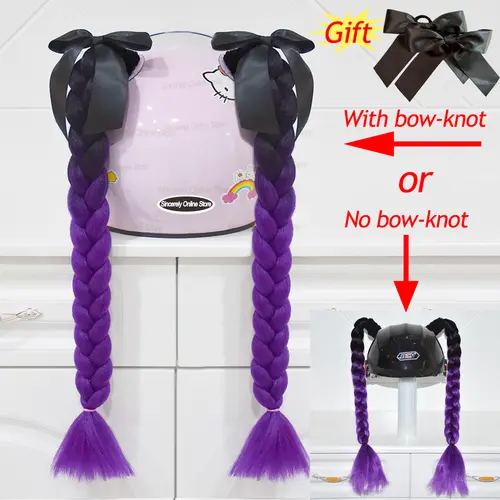 2pcs Quality Braids For Motorcycle Helmet Ponytail Sucker Braids Wig For Woman Helmet Decor Ears Twist Accessories 164 Colors - Image 13