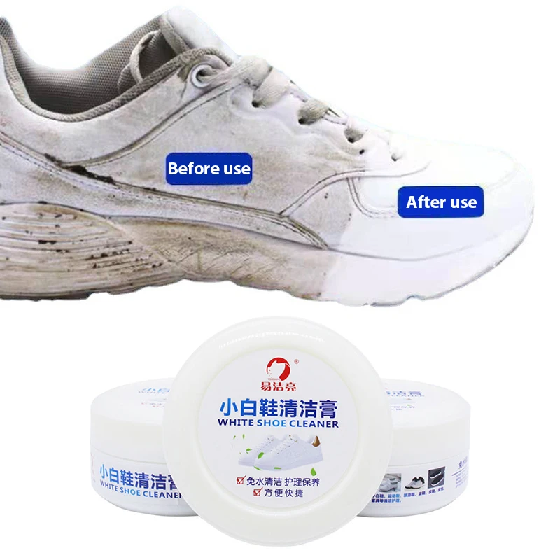 Nettoyant blanchissant pour chaussures blanches, 260g, crème D343 pour  brosse à chaussures, réutilisable, baskets, avec éponge à lingette -  AliExpress