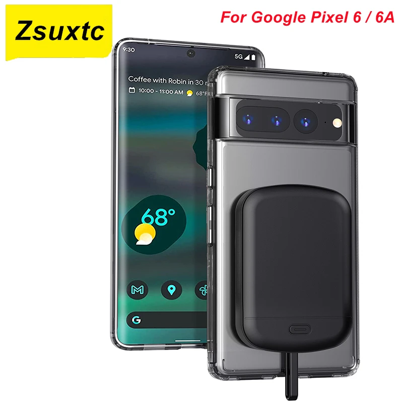 

Зарядное устройство на 6800 мА · ч для Google Pixel 6A, чехол для телефона Pixel 6, внешний аккумулятор для Google Pixel 6A, чехол для аккумулятора
