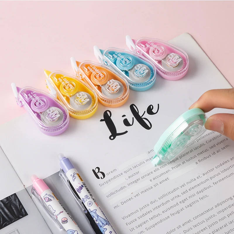 6 Pieces/Set White Out Correction Tape Multiple Color Student Kawaii Error Correction Erasers Student School Stationery Supplies correction tape