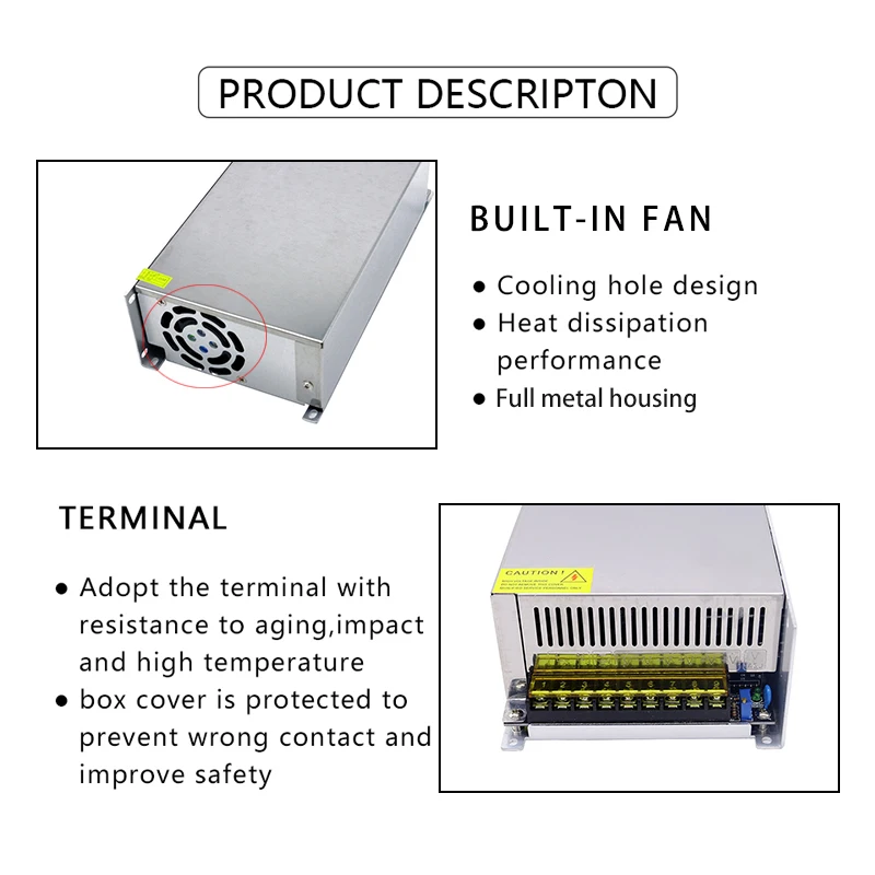 LED 조명 변압기 드라이브 어댑터 고전력 SMPS, AC/DC 12V 83.3A 1000W 컨버터, 170-250V AC-DC 스위칭 전원 공급 장치