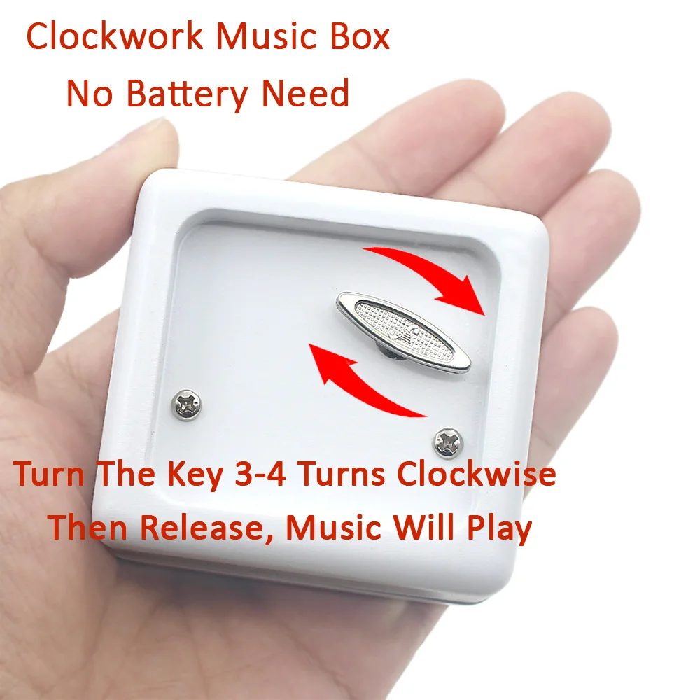Rosiking Wooden Vintage White Clockwork Music Box CLAIR DE LUNE Debussy For Frends Girl Christmas and Children Birthday Gift 5