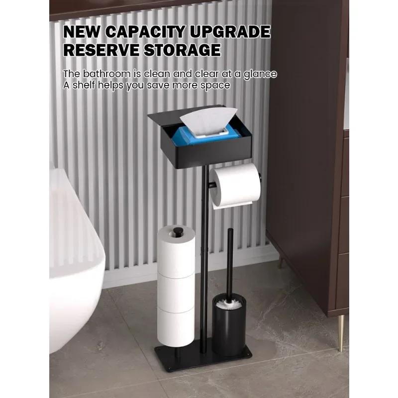 Toilet Tissue Holder Stainless Steel Floor Standing Roll Paper Holder Bathroom Floor Toilet Paper No Need To Drill Holes