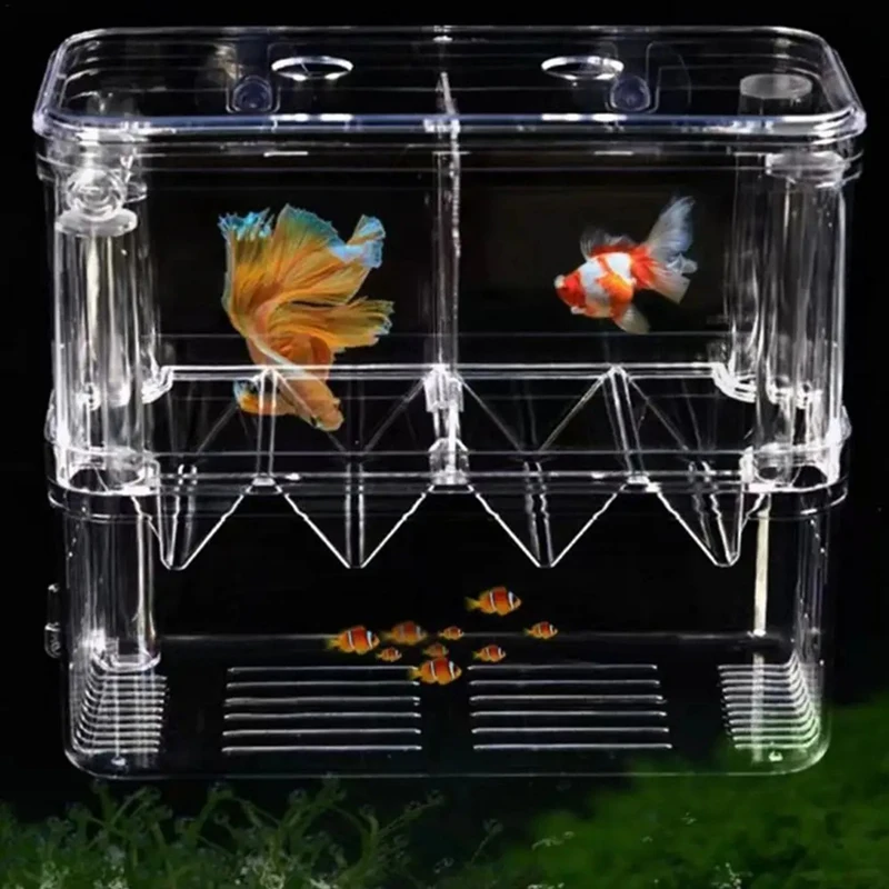 L99A-Fish Breeding Box Double-Layer Acrylic Breeding Tank Isolation Box Transparent Detachable Hatching For Guppy Shrimp