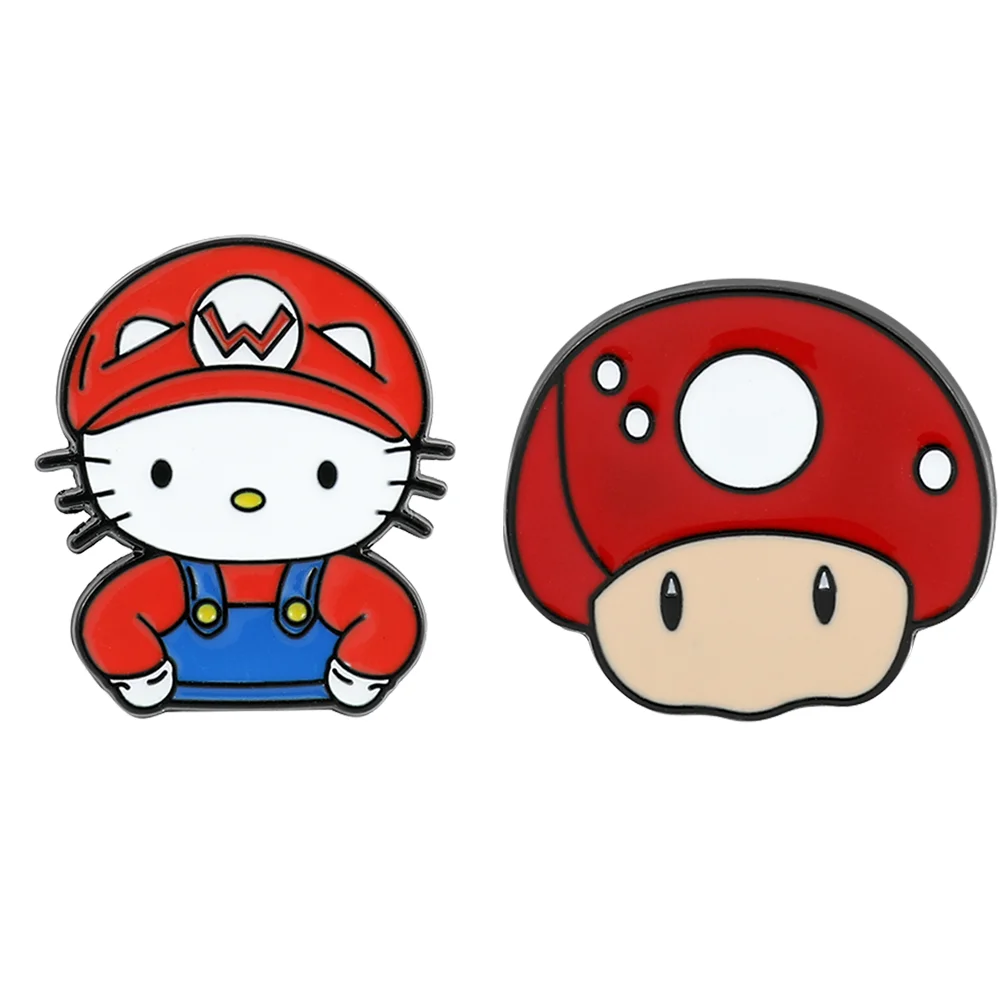 

Game Super Mario Bros Enamel Pin Cosplay Mario Hello Kitty Toad Metal Badge Brooch Jacket Jeans Lapel Pin Jewelry Accessories
