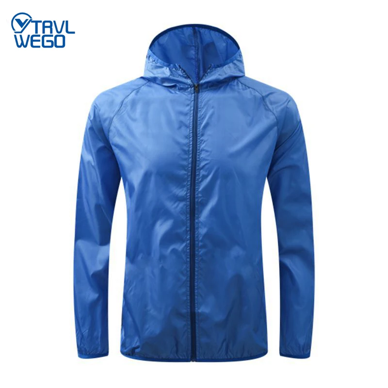 TRVLWEGO Outdoor Running Camping Hiking Bike Sport Jacket Sun-Protect Ultralight Waterproof Dark Stria Rain Women Men Coat