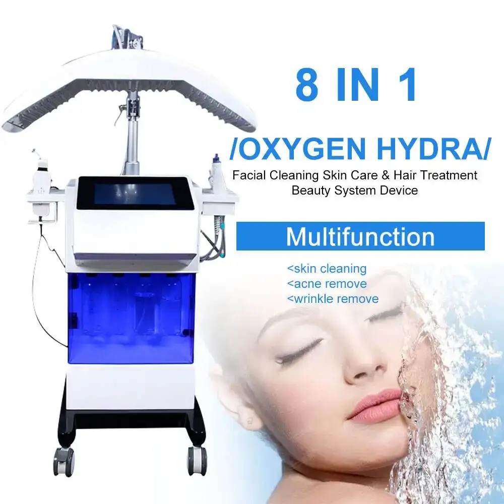 

Facial Aqua Peel Face Lift Diamond Dermabrasion Skin Care Oxygen Water Jet Spa 8 In 1 PDT Deep Cleaning Machine For Wholesa