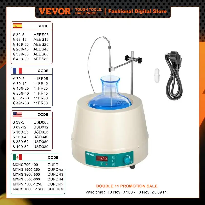 0.5L 1L 2L Heating Magnetic Agitador Digital Display Stirrer Hot Plate Vortrx Mixer Shaker Chemical Laboratory with Stir Bar VEVOR Magnetic Stirrer