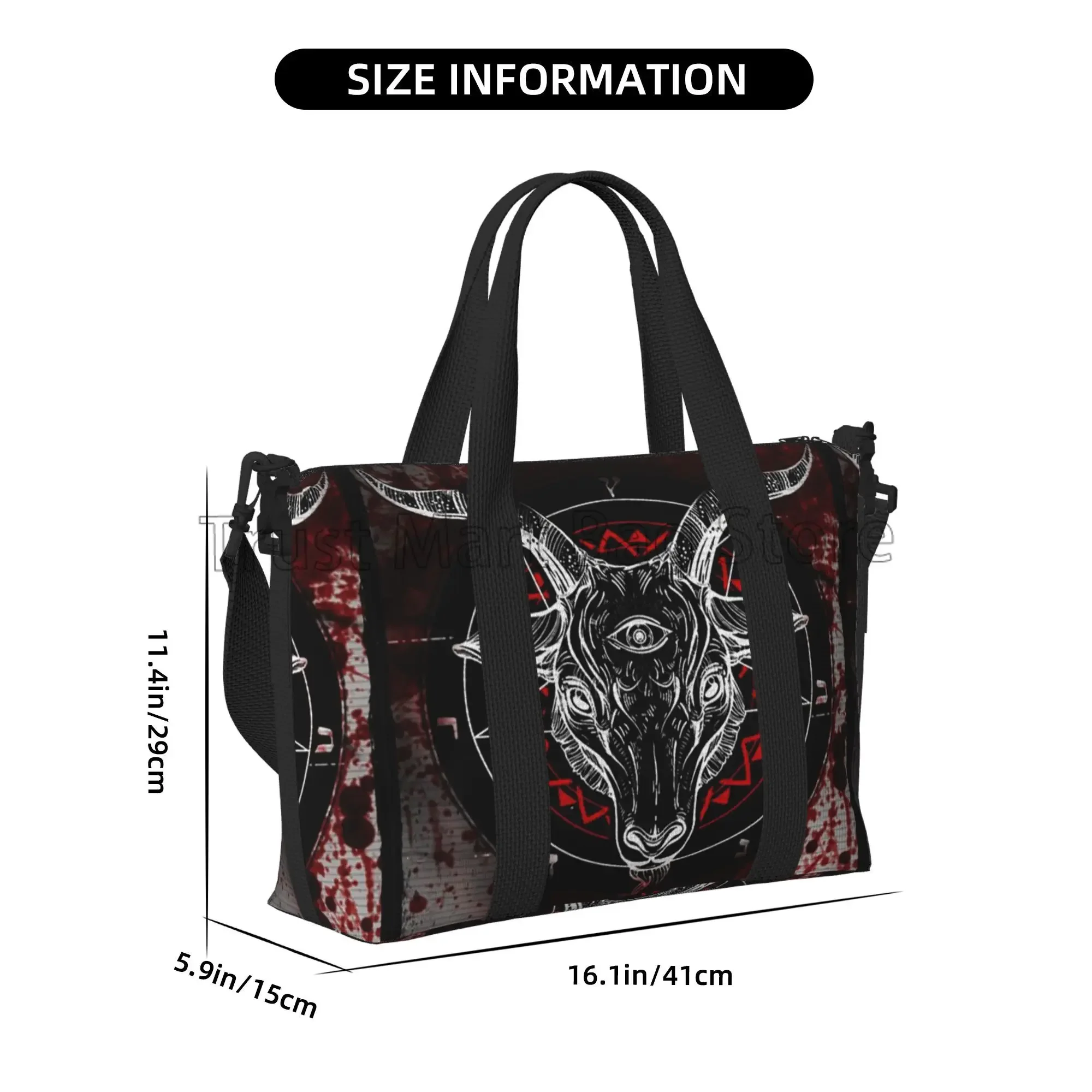 Pentagram with Demon Baphomet Satanic Goat Head Duffel Bags Unisex Waterproof Sports Travel Luggage Overnight Weekender Bag
