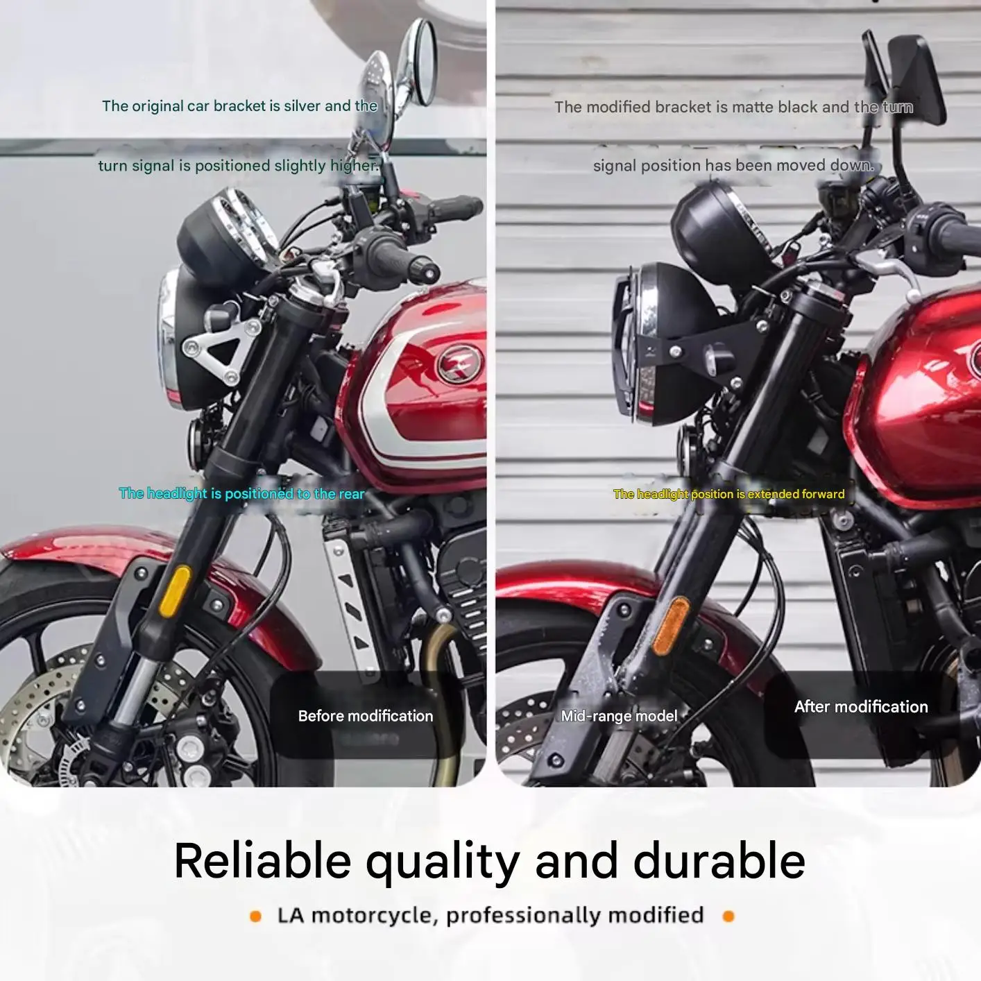 ZXMOTO 500F 헤드라이트 전방 재배치 브래킷 방향 지시등 하단 마운트 고강도 녹 방지 광택 마감