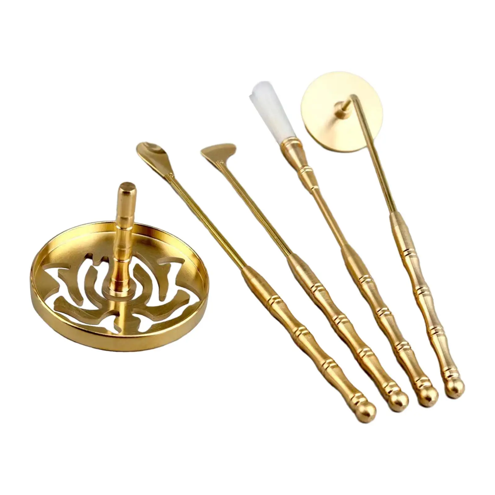5 Pieces Brass Incense Making Set DIY Fragrance Incense Ash Press Chinese Incense Ceremony Set for Yoga Meditation Holidays