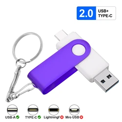 Purple Clip USB Flash Drive - Portable Type - C Memory Storage Device - 16 GB (PURPLE)