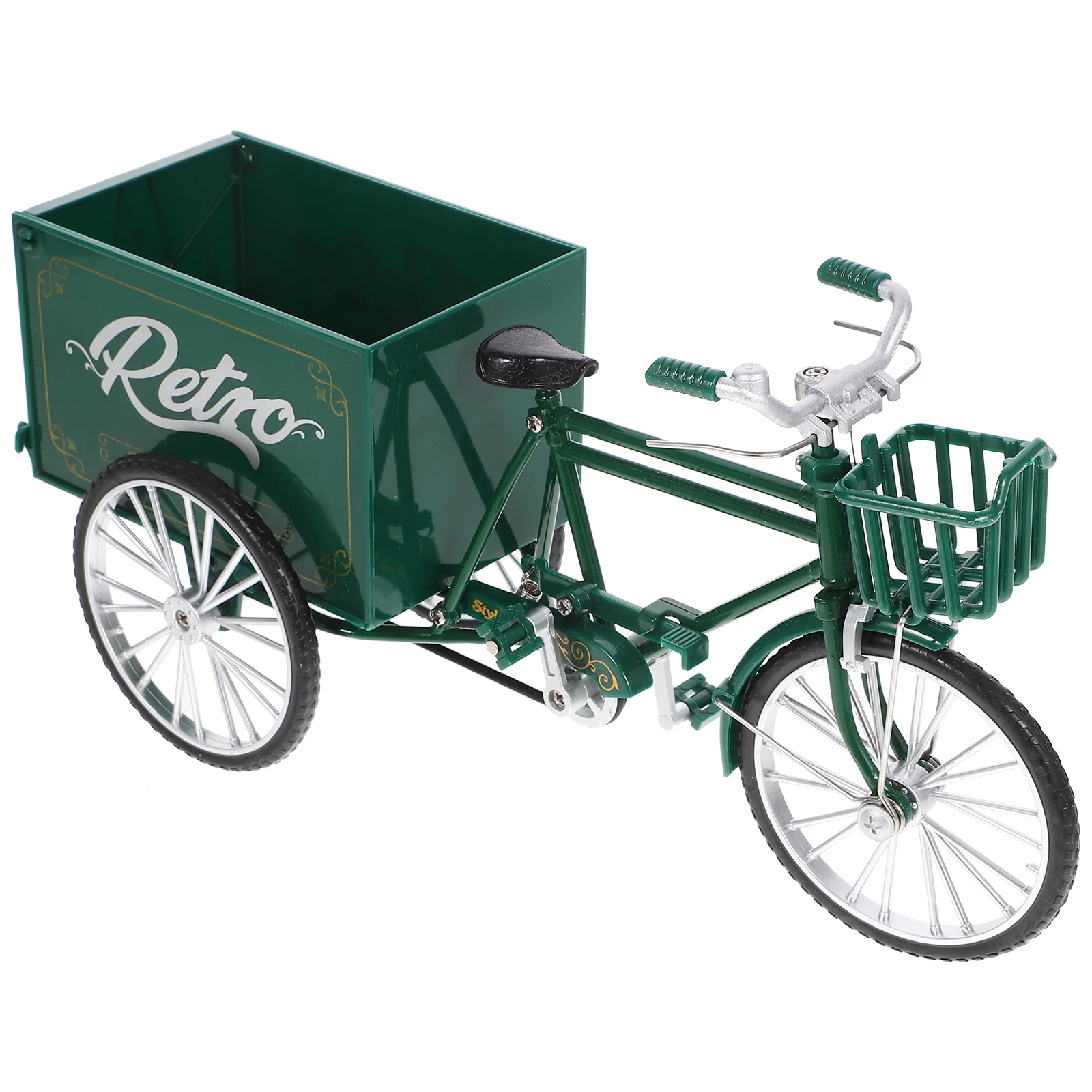 

Миниатюрная трехколесная скульптура в стиле ретро, мини-тележка, тачка, игрушка, винтажное украшение для автомобиля, кукольный домик