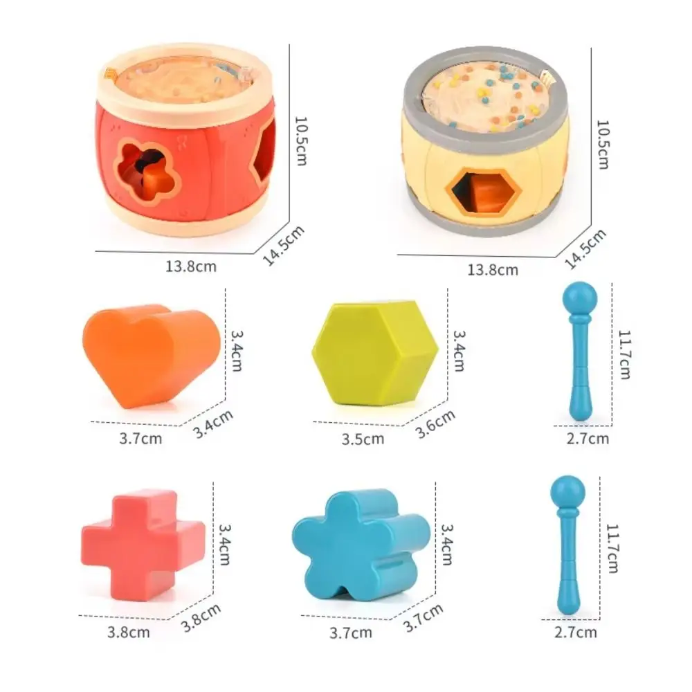 Montessori Kids Musical Drums Set Percussion Shape Matching Maze Baby Musical Instrument Portable Rhythm Sound