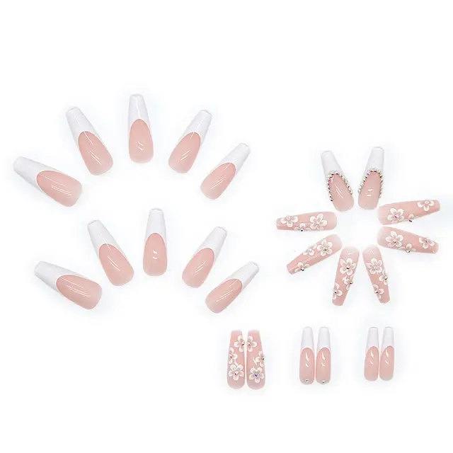 24pcs-False-Nails-With-Glue-Flower-Design-Long-Coffin-French-Ballerina-Fake-Nails-Full-Cover-Acrylic jpg