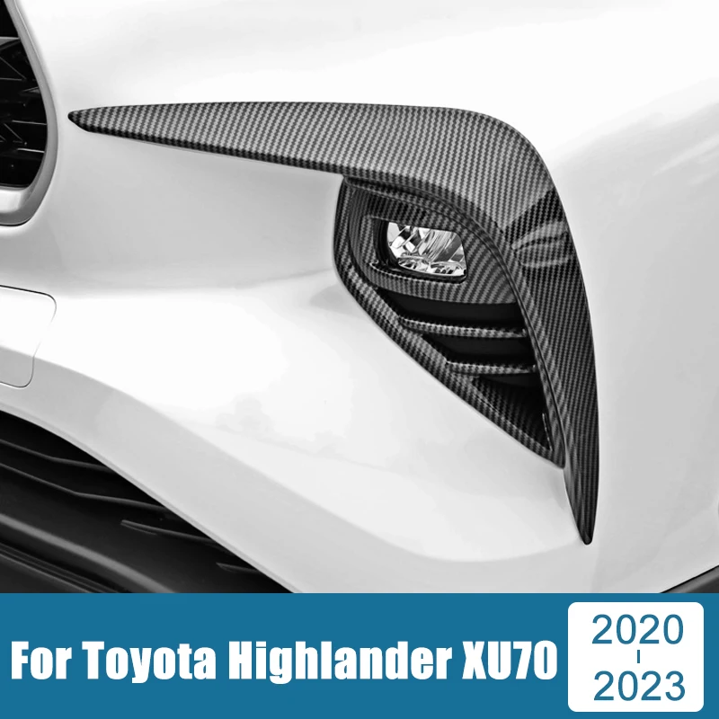 

Автомобильные аксессуары для Toyota Highlander XU70 Kluger 2020 2021 2022 2023 ABS, углеродная передняя противотуманная фара, фонарь, крышка, наклейки