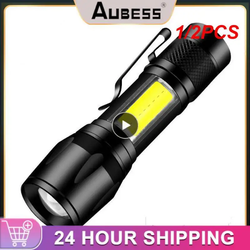 

1/2PCS Zoom Mini Led Flashlight XP-G Q5 Flash Light Lantern Portable rechargeable Glare COB Flashlight Outdoor Camping