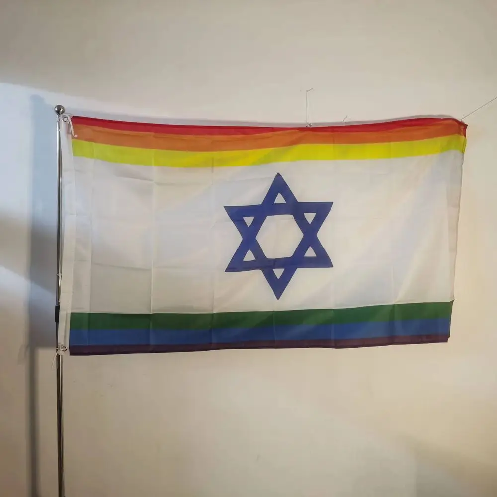 Rainbow Gay Pride Israel Flags Printed Flag Banner Grommets 3X5FT 90X150CM Polyester