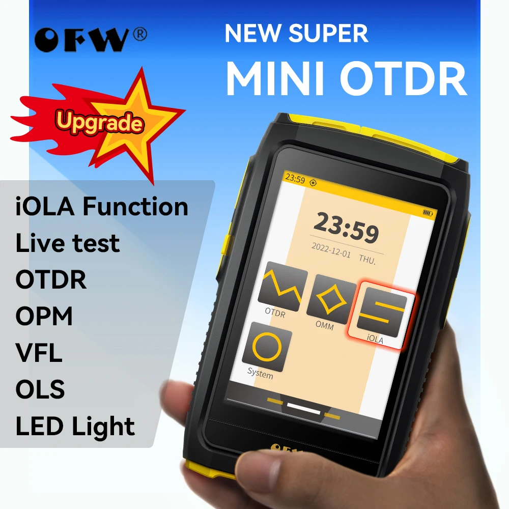   미니 OTDR 활성 섬유 라이브 테스트 1550nm 20dB 광섬유 반사계 터치 스크린, OPM VFL OLS iOLA, 이벤트 맵, 섬유 테스터 