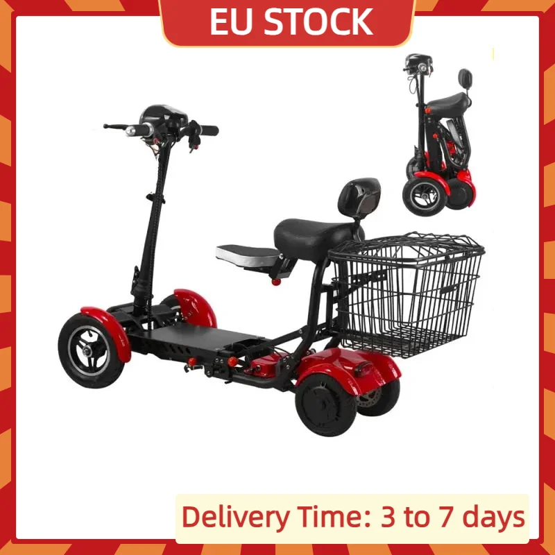 EU Stock Adult Electric Scooter Foldable Two Seater For Elderly Disabled Dual Motor 500W Mobility Scooter 4 Wheels With Basket