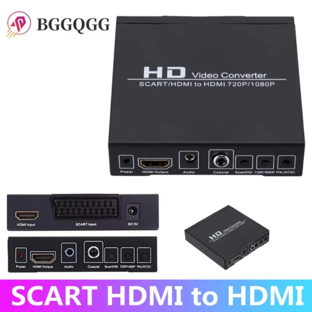 

BGGQGG SCART HDMI To HDMI Converter Full HD 1080P Digital High Definition Video Konverter EU/US Power Plug Adapter for HDTV HD