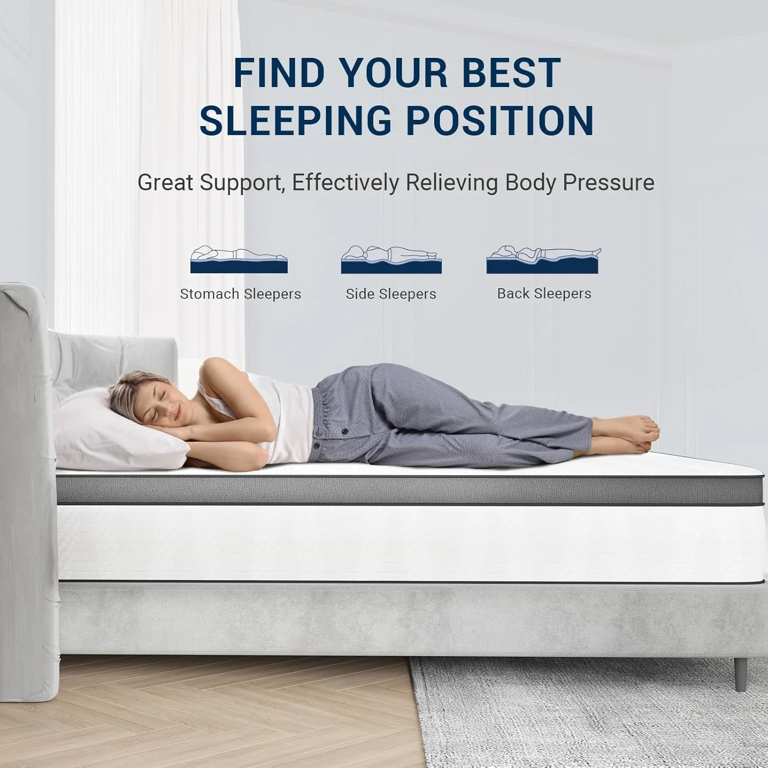 10 In Twin Mattress, Hybrid Mattress in a Box w/ Independent Spring, Soft & Comfort Medium Firm Twin Size Mattress, Edge Support 6