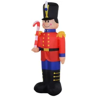 HOMCOM 6' Christmas Inflatable Nutcracker Toy Soldier with Candy Cane, Outdoor Blow-Up Yard Decoration with LED Lights Display 1