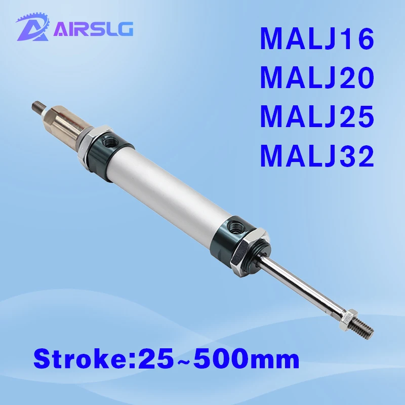 MALJ Series MALJ16 MALJ20 MALJ25 MALJ32 Miniกระบอกปรับ-25-50-75-100-125-150 -500มม.คู่จังหวะนิวเมติกประเภท 1