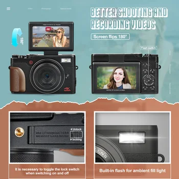 NBD 56MP Digital Cameras for Photography, 4K Autofocus Digital Cameras with 32GB TF Card & 2 Batteries,18X Digital Zoom 4