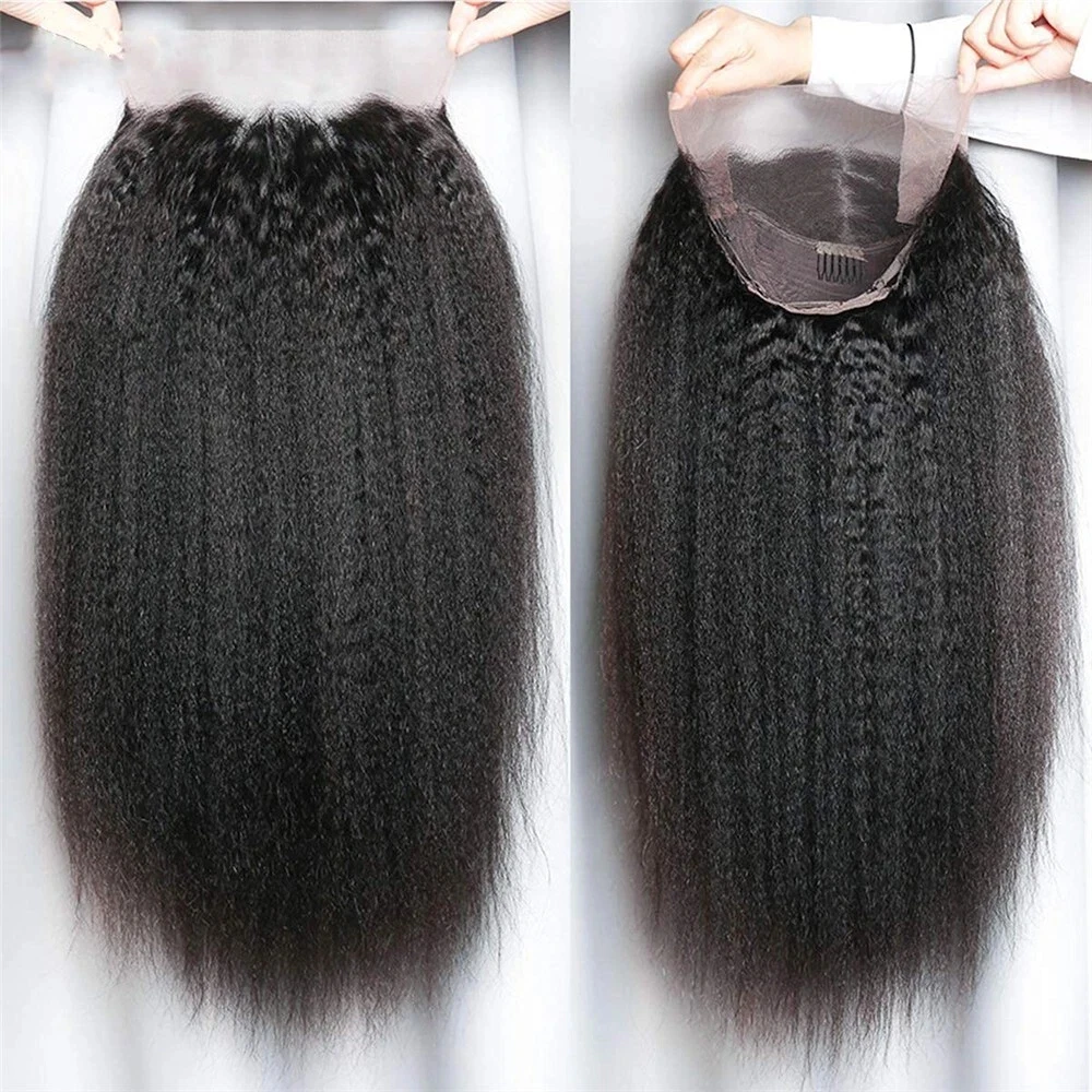 40Inch Kinky Straight Wig Human Hair 13X4 HD Lace Front Wig 250% Density Pre Plucked Brazilian Long Yaki Straight Wigs For Women 1