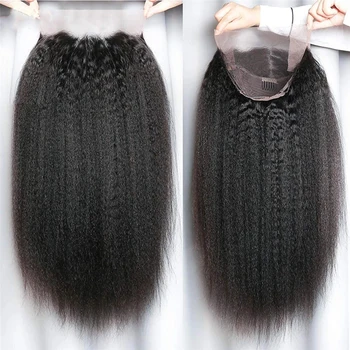 40Inch Kinky Straight Wig Human Hair 13X4 HD Lace Front Wig 250% Density Pre Plucked Brazilian Long Yaki Straight Wigs For Women 1