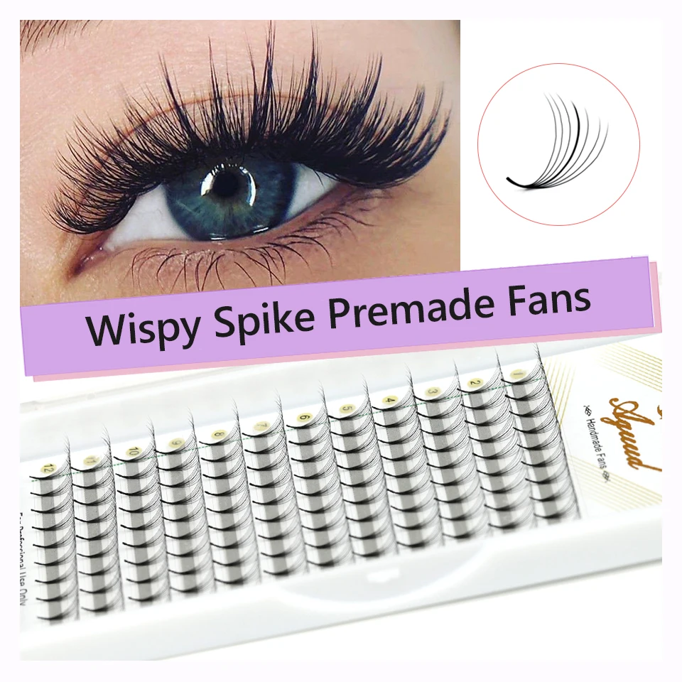 

AGUUD Wispy Premade Fans Pointy Base Cluster Spike Russia Volume Eyelash Extension Individual Lashes Hybrid Faux Mink Wispy Lash