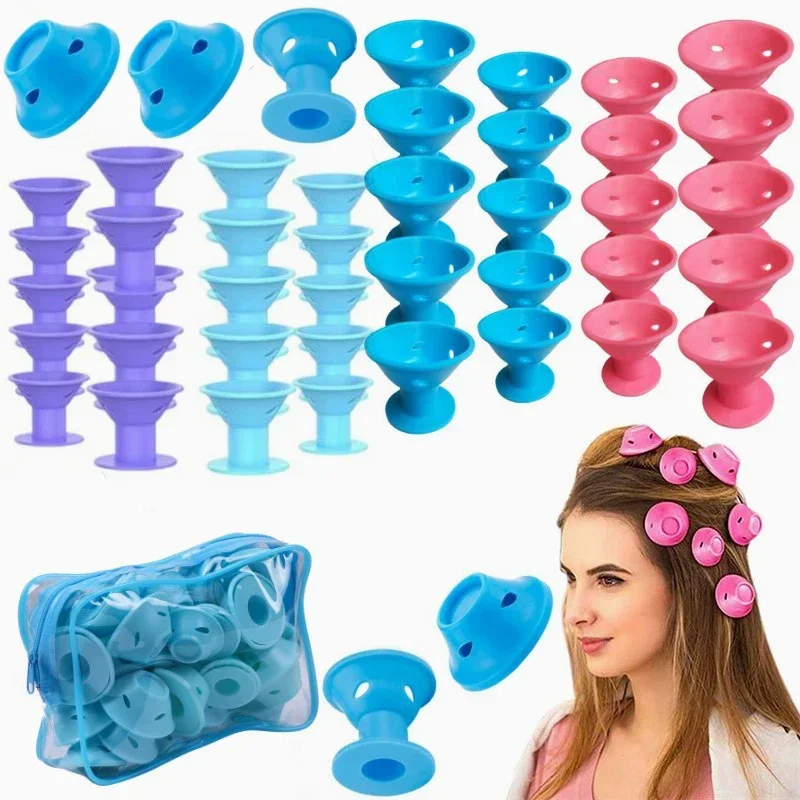 10/20pcs Soft Rubber Hair Curlers Silicone Heatless Hair Rollers Clips No Hurt Hairdressing DIY Styling Tools
