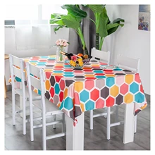 

Cotton Linen Tablecloths, Waterproof Table Covers Geometric Hexagonal Pattern Red Pink Dining Table Coffee Table Deco