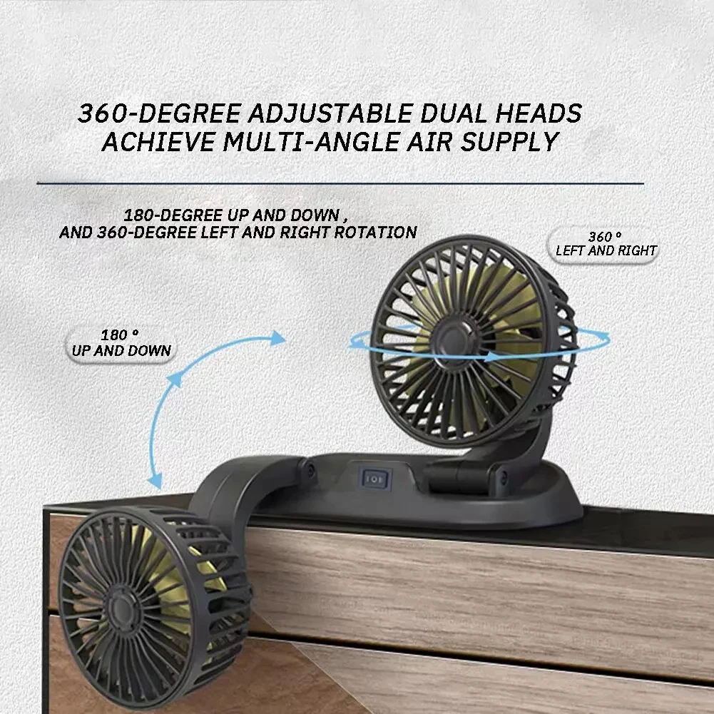 5V 12V 24V Car Fan Cooling Car Fan Dual Head Usb 2 Speeds Adjustable Auto Cooler Air Accessories Wind Regulation car fan